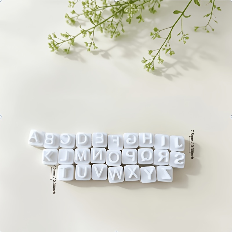 TEMU 26pcs Mini Tampons de Lettres Anglaises en Majuscules, Moules en Pâte pour Boucles d'Oreilles et Breloques, Outils d'Artisanat de de Lettres
