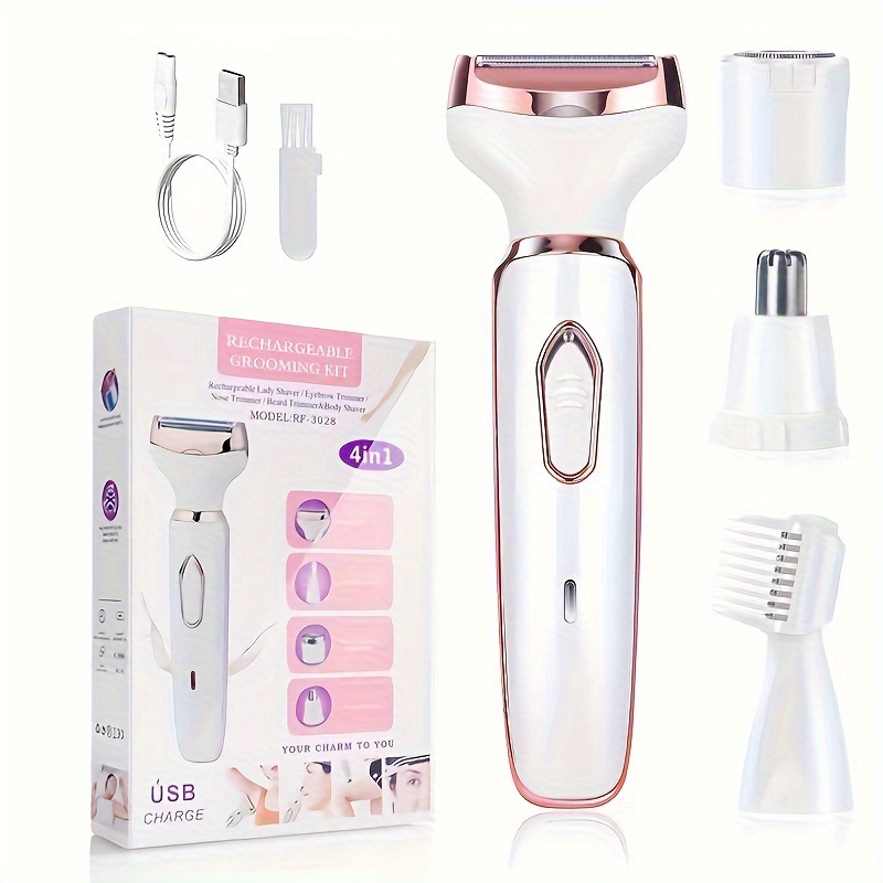 

Women's Electric Shaver Kit, 4-in-1 Lady Shaver, For Bikini, Underarms, Legs, Eyebrows & Nasal Hair, Gifts For Women, Mother's Day Gift