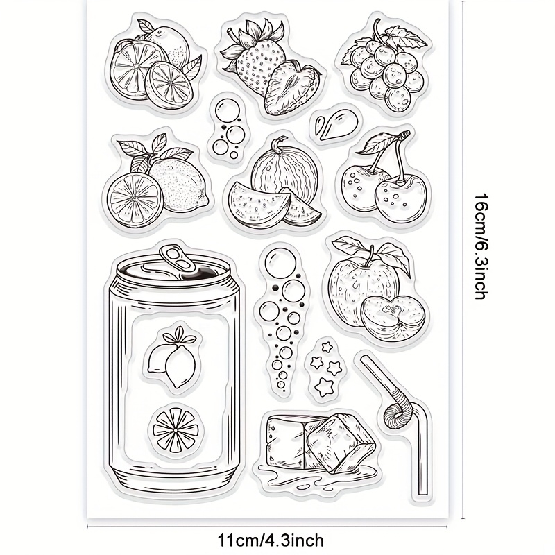 Image of 1pc Summer Fruit Transparent Stamp For Card Making, Jar Drink Transparent Seal Stamp For Diy Scrapbooking, Photo Albums, Diaries, And Home Decor