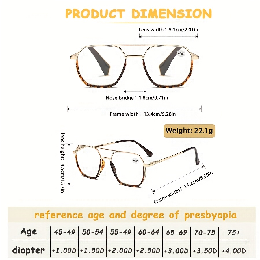 A Pair of Unisex High-Quality Square And Round Reading Glasses, Featuring a Stylish Vintage Metal Frame And Spring Hinges, Suitable for Reading And Watching TV, Available in Various Prescriptions from +1.00 to +4.00, Making It a Perfect Gift Choice.