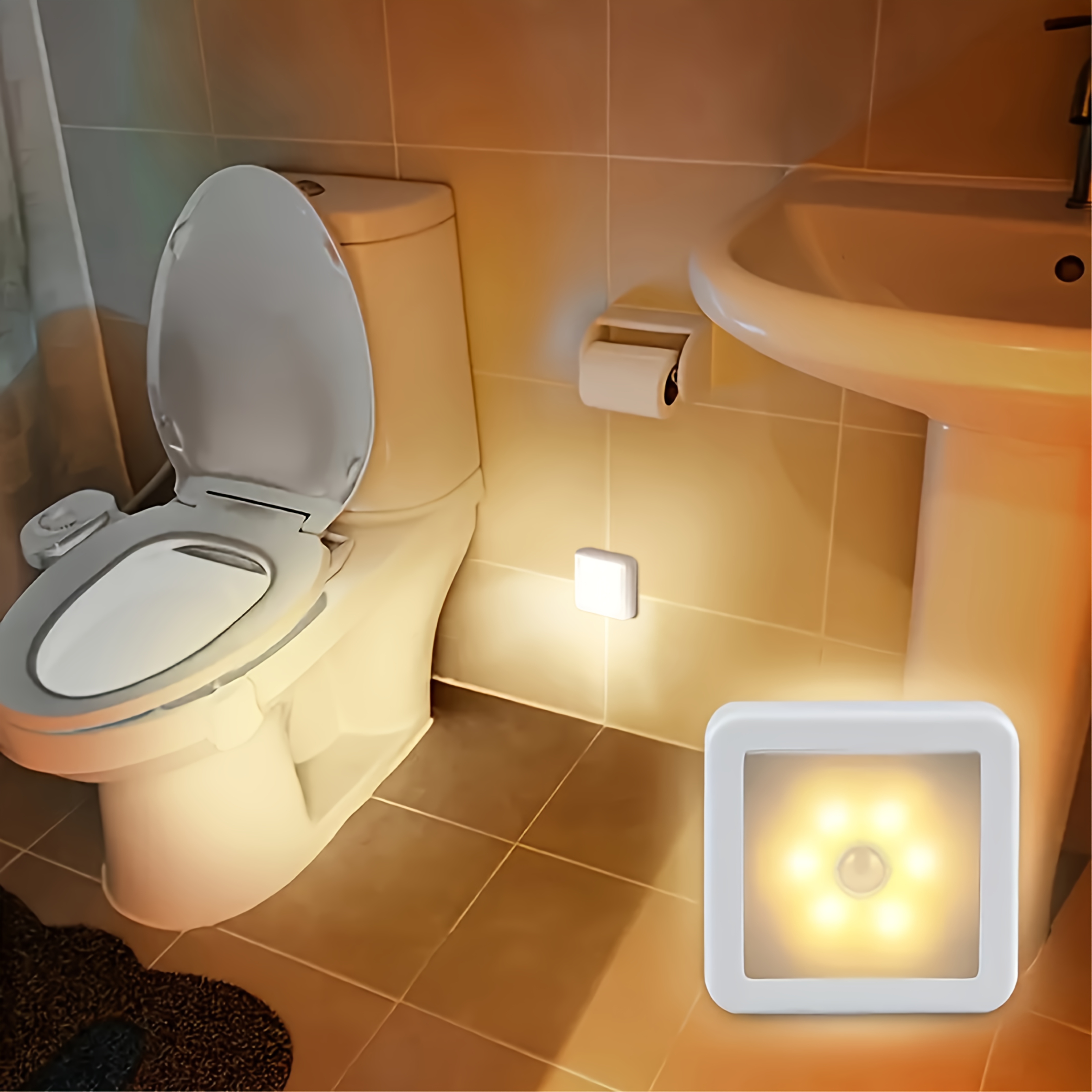 1 kpl Liiketunnistimella varustettu LED-yövalo kylpyhuoneeseen, yöpöydälle, käytävään, käytävälle, WC:hen, portaikkoon ja kaappiin - Älykäs PIR, ja helppo asentaa, älyvalo