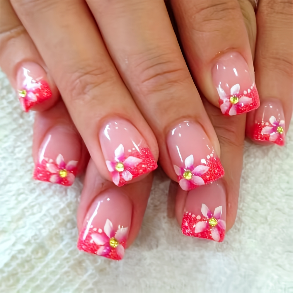 Image of Short Bright Square Armour Europe And The United States Cross- Border Trade Spring And Summer Peach Glitter Flower Flash Detachable Wearable Armour 24pcs