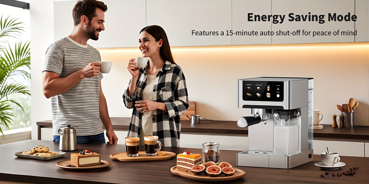20-Bar 3-in-1 Espresso Machine with Automatic Milk Frother, 1.8L Water Tank, Dual-Boiler Heating for Fast Brewing, LCD Touchscreen, Stainless Steel Construction, Brew Espresso, Cappuccino And Latte.