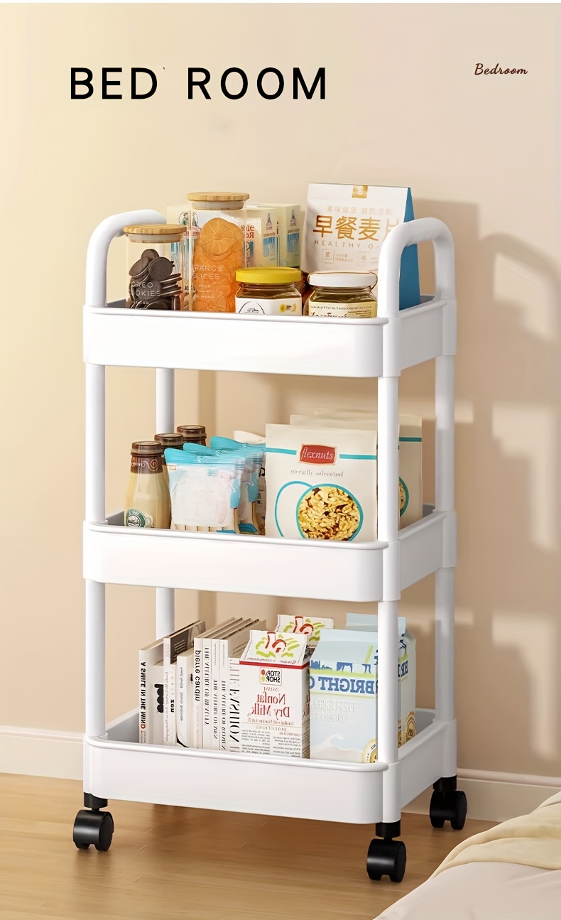 multi layer storage cart with wheels plastic kitchen organizer trolley multi functional utility rack for pantry vegetables snacks and condiments details 1