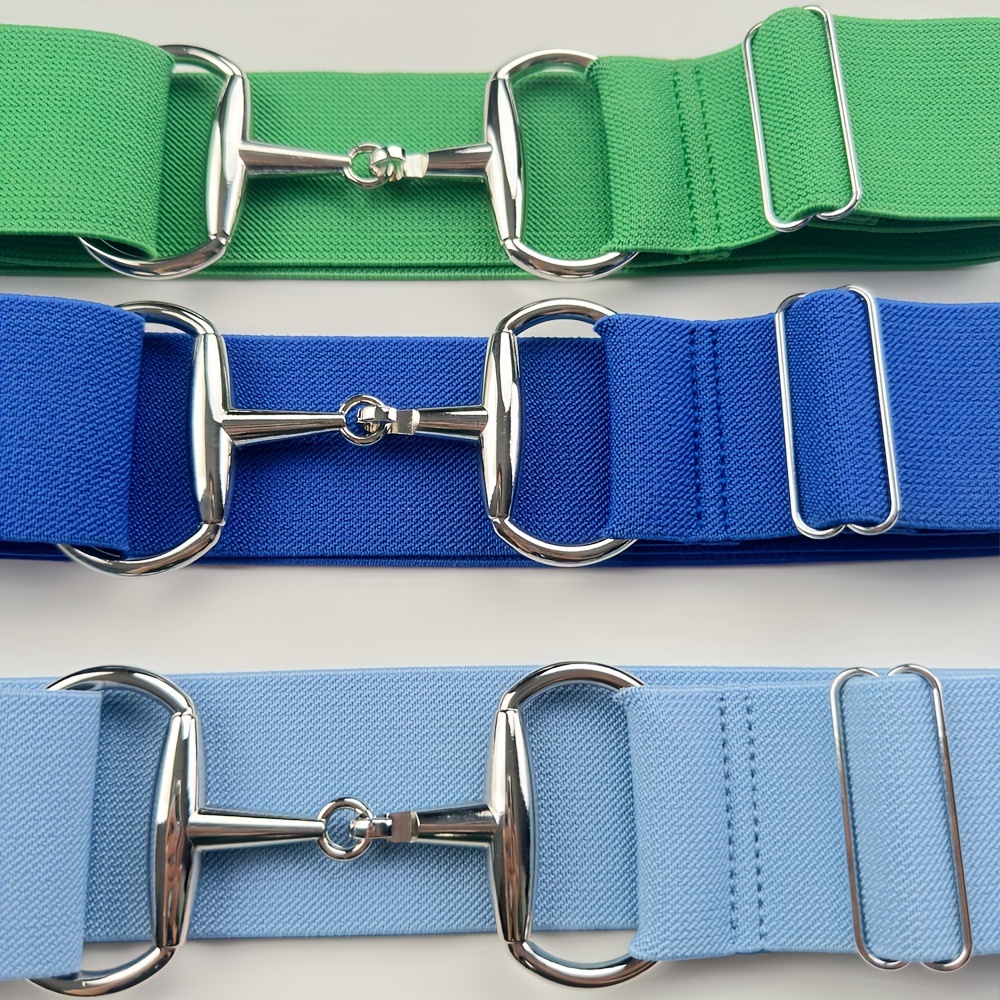 

Elastic Waist Belt With Horseshoe Buckle, Minimalist Monochrome Waistband, Suitable For Casual, Party, And Outdoor Wear