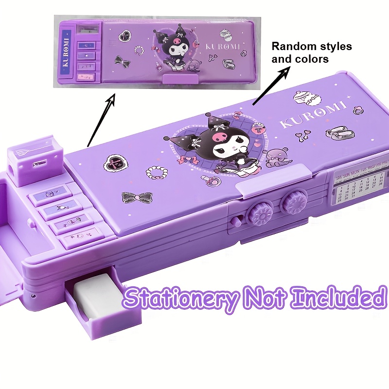 Image of Multifunctional Stationery Box Melody Pencil Box Large Capacity Coded Lock Students' Supply Gift, Random Style 1pc