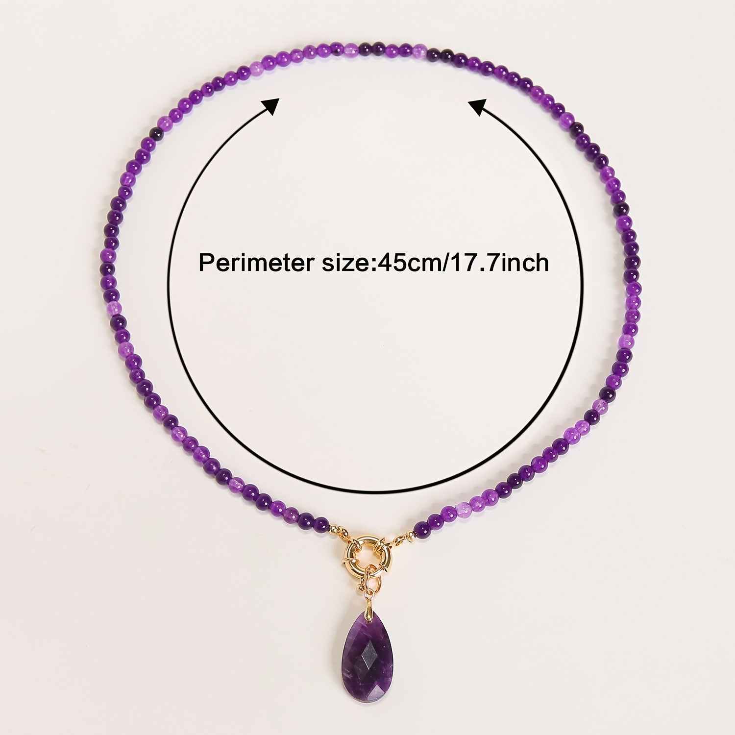 Women's Natural Stone Beaded Necklace with Teardrop Pendant