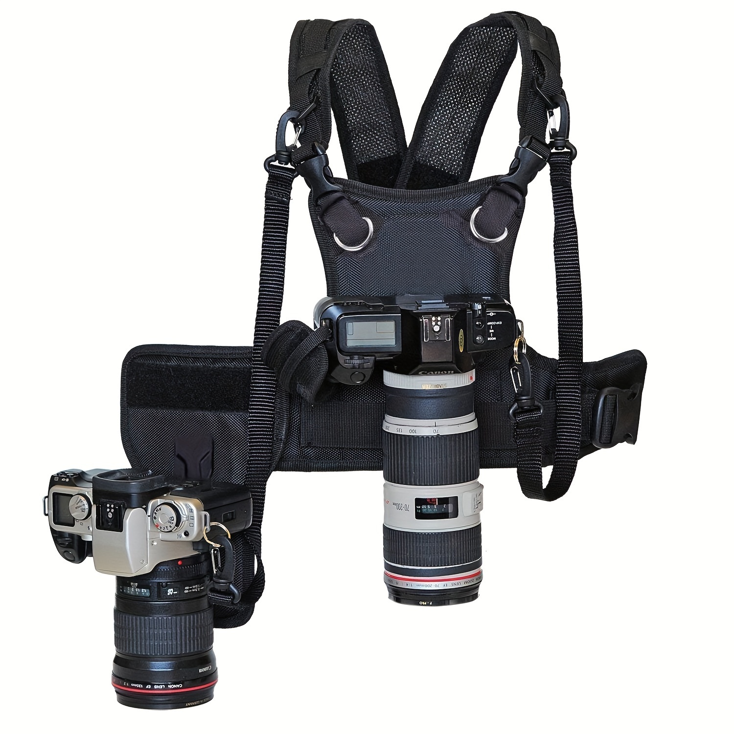 

Dual Shoulder For 2 Cameras, Carrier Chest Vest With Mounting Hubs & Backup Safety Straps For Dslr 6d 5d2 5d3 For A7s