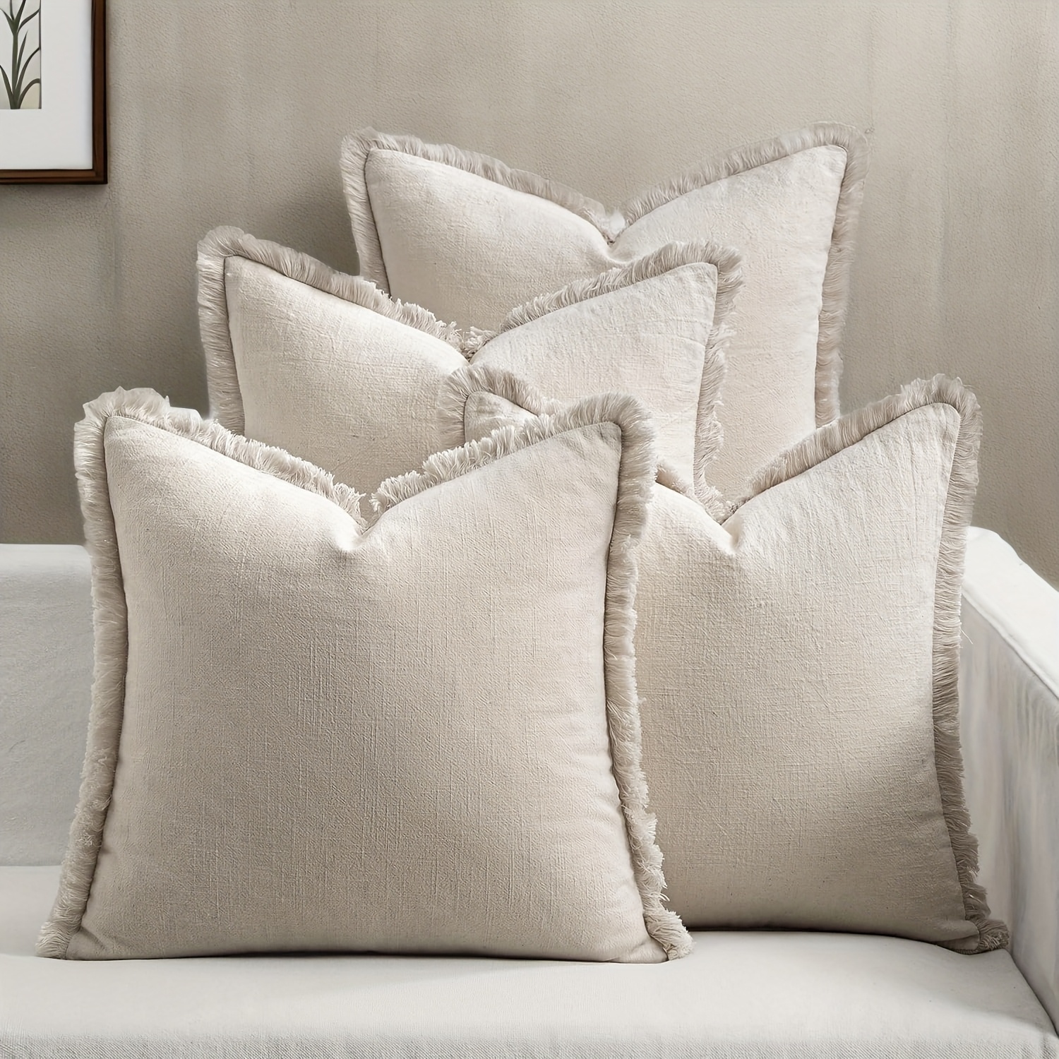 TEMU Juego de 4 fundas de almohada con borlas estilo (sin relleno), de cojín para sofá con decoración retro de otoño, de cojín de , diseño moderno de