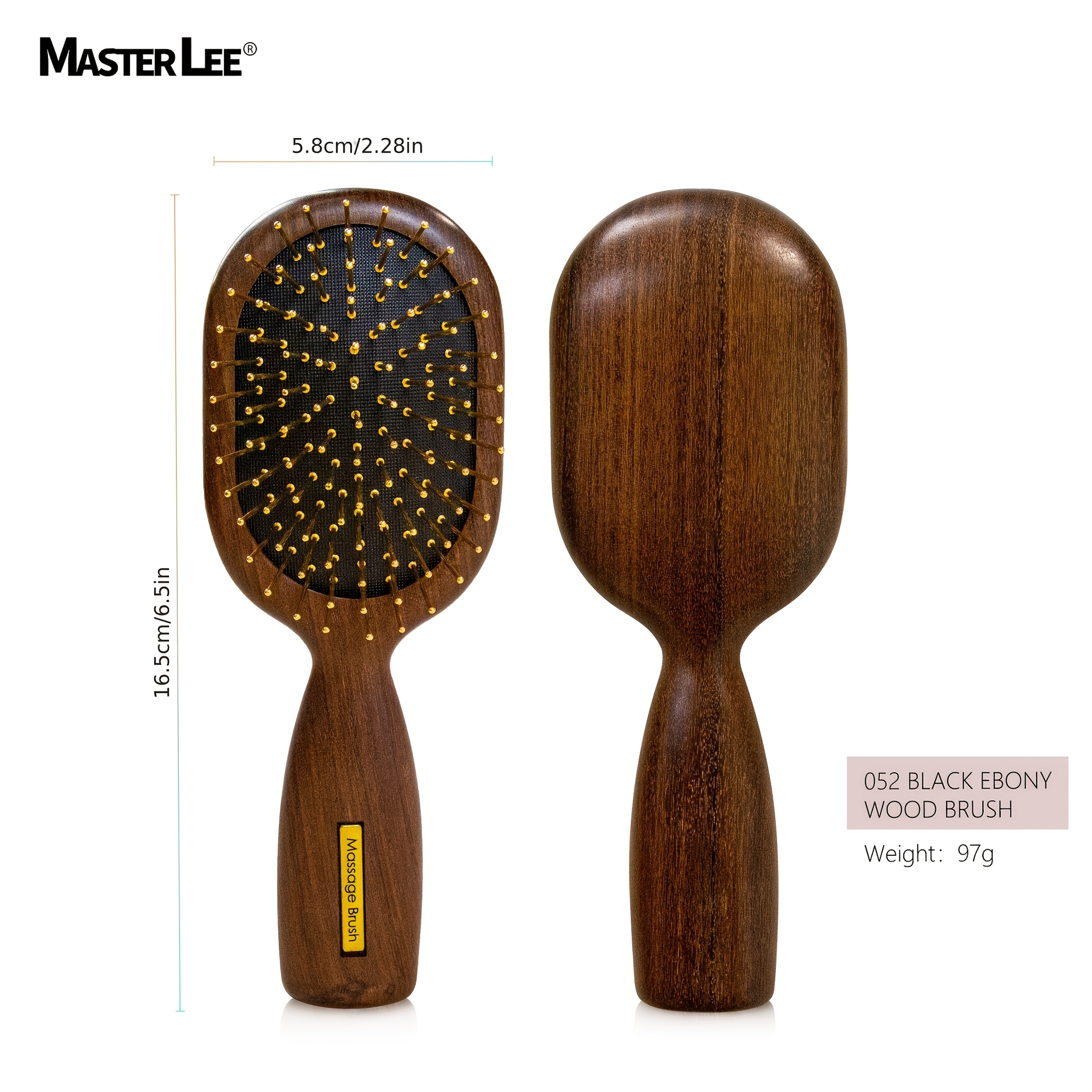 Image of 1pc Portable Sandalwood & Steel Hair Brush With Detangling Comb - Bristles & Wood Head Massager Suitable For All Hair Types, Scalp Massager For Braids, , Travel-friendly Hair Care For And