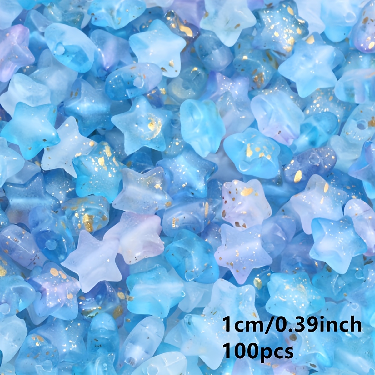100pcs Random Mixed Color Frosted Star Beads for Jewelry Making