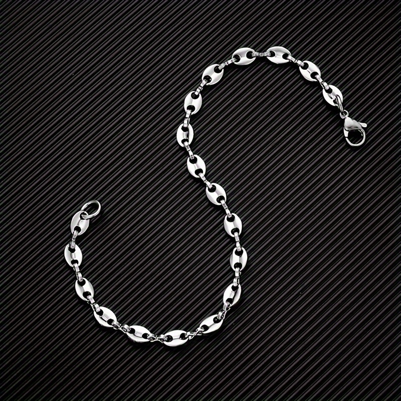 Minimalist Stainless Steel Coffee Bean Oval Cutout Chain Accessory