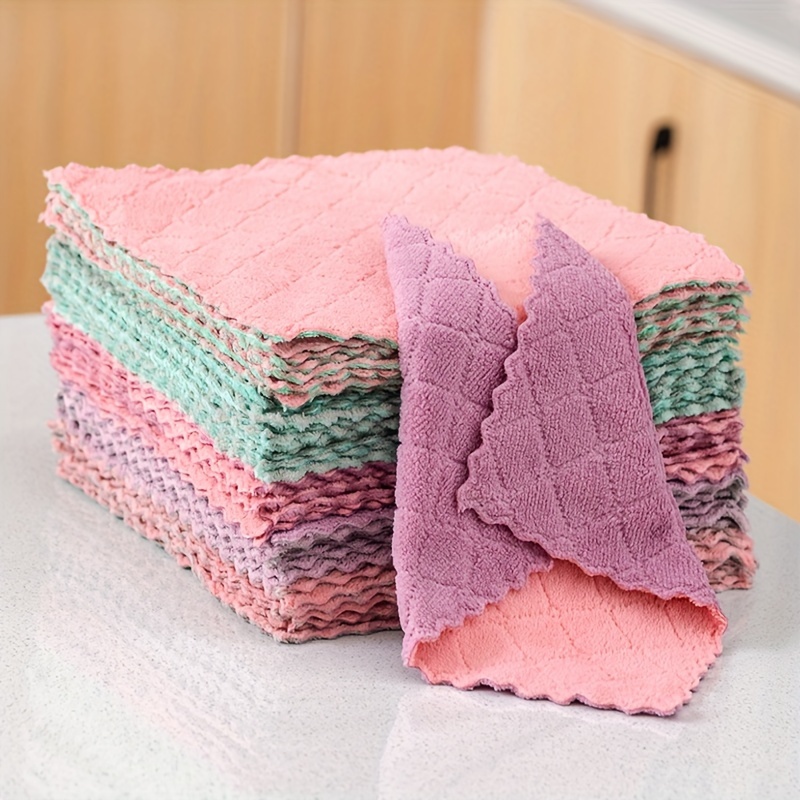 

10 Pieces Large Double-sided Super Absorbent Coral Velvet Dishwashing Cloths - Soft Cleaning Cloths For Home And Kitchen - Suitable For Pet Bathing - Cotton Material