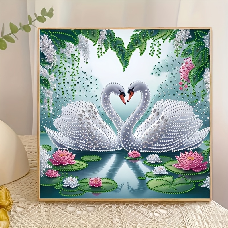 Couple Swan Pattern Diamond Painting Kit, Craft Decoration For Some Home Wall Decor With Special Shaped Crystal Rhinestones (unframed)