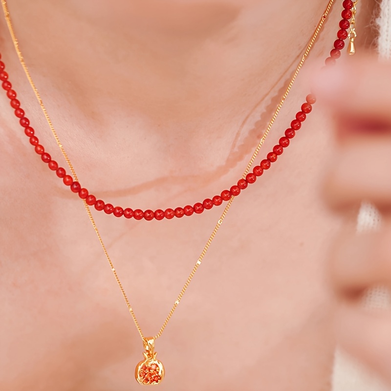 Natural Stone 4Mm Round Carnelian Necklace, Elegant & Fortunate