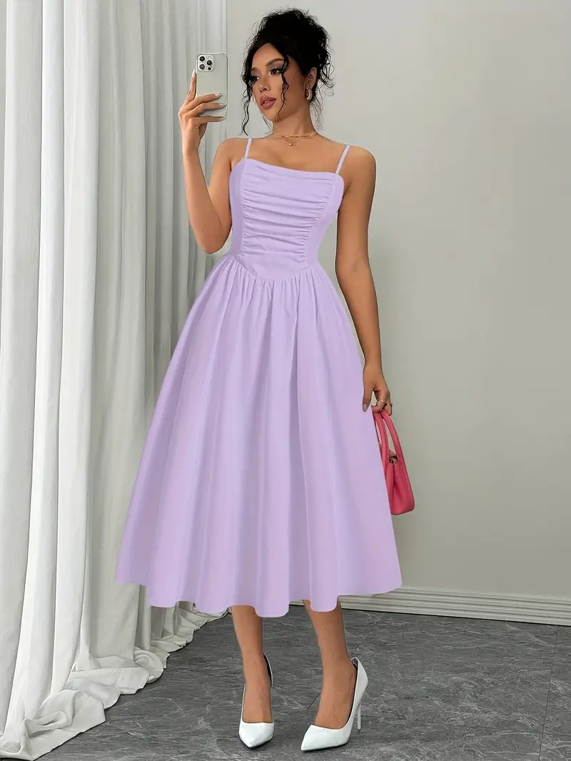 a line polyester dress Women's Alin A-line Diagonal Neck Polyester Midi Dress S/M/L/Customize White MEAN BLVD White / S
