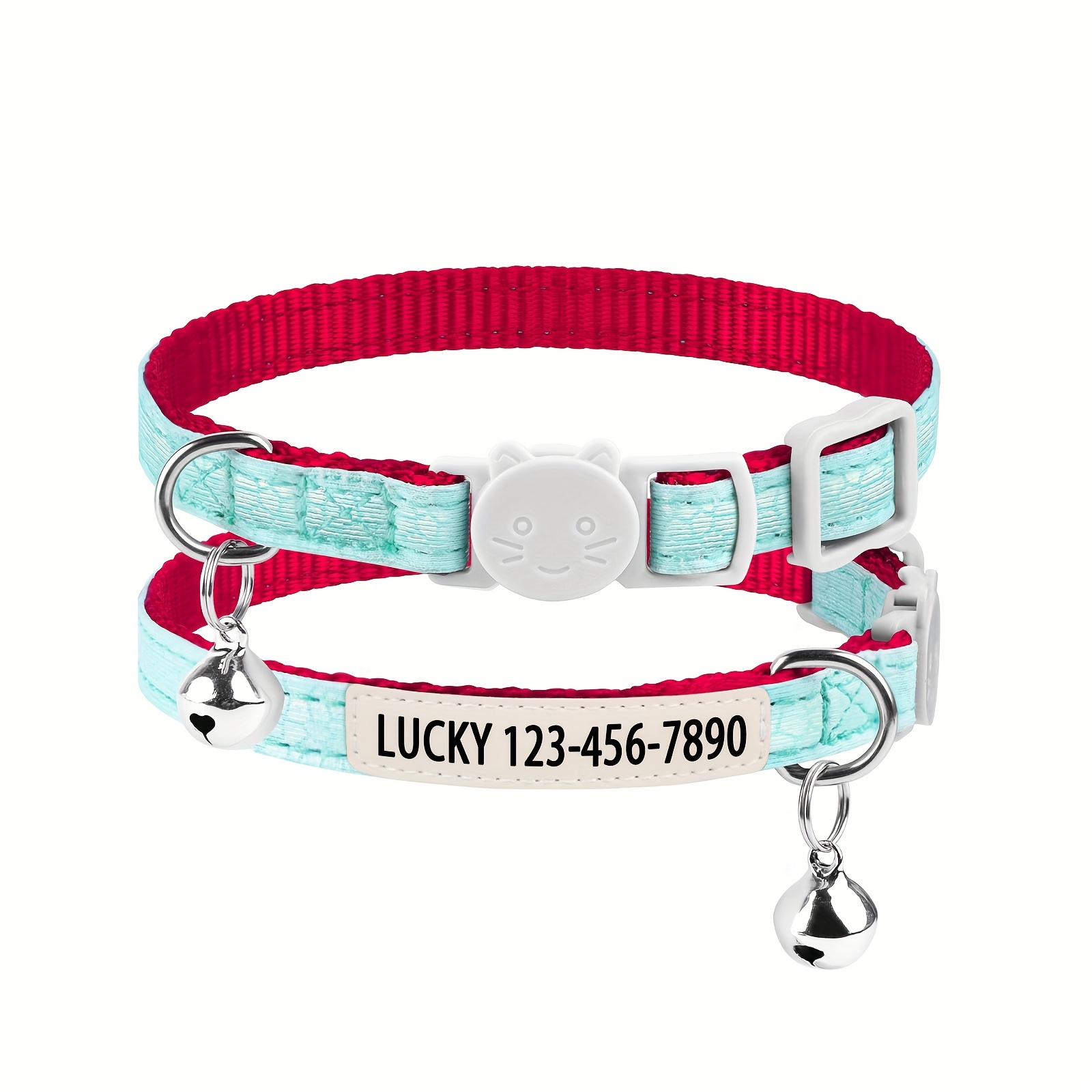 TEMU (custom) -the-dark Cat Collar With Pet's Name And Phone Number, Personalized Customization, In 8 Colors, Adjustable Size, At Night, Safe For