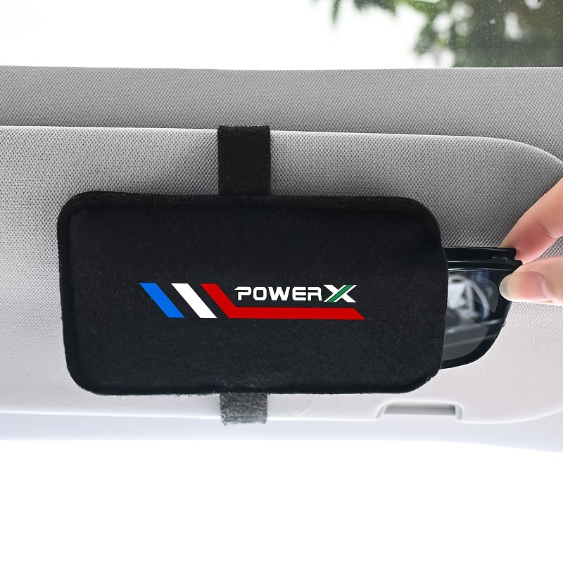 TEMU 1pc Car Blue, White, And Felt Eyeglasses Pouch, Multi-style Multi-functional For Glasses And Fashion Glasses, Car Interior Sun Visor Accessory,