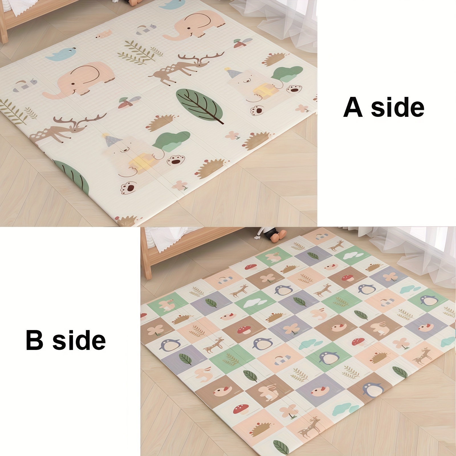 E-shop Doppelseitig bedruckte faltbare Baby-Krabbelmatte, Kinderspielmatte, XPE-Schaumstoffmatte, rutschfeste Oberfläche, für Schlafzimmer, Wohnzimmer,