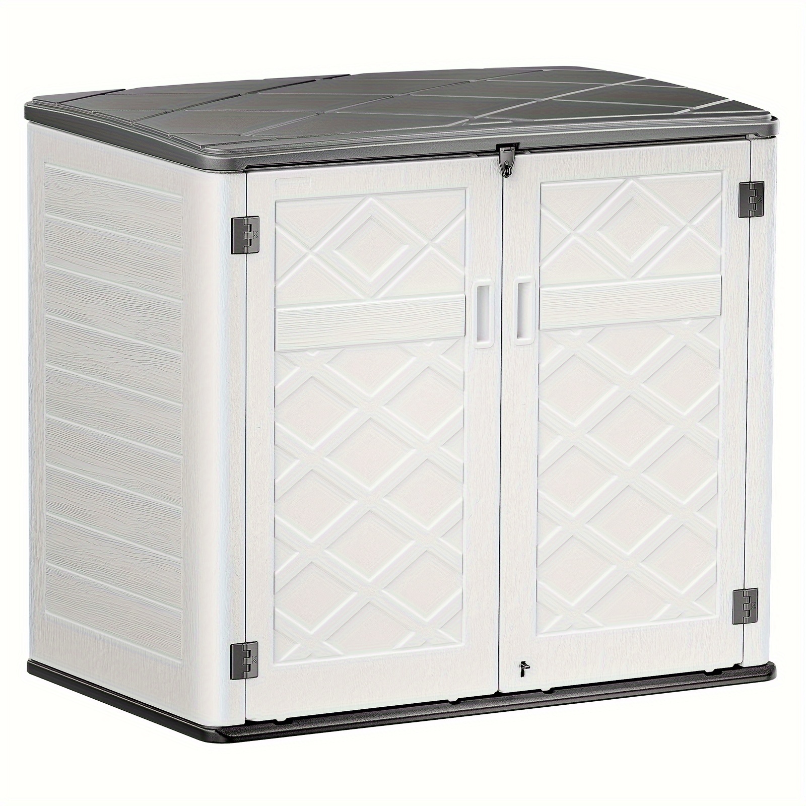 

Outdoor Resin Storage Shed, 49.7 Cu.ft Horizontal Outdoor Storage Cabinet, Reinforced Floor Double Lockable Doors, All Weather Resistant, , Ideal For Storing Outdoor Furniture, Backyard, Patio, Lawn