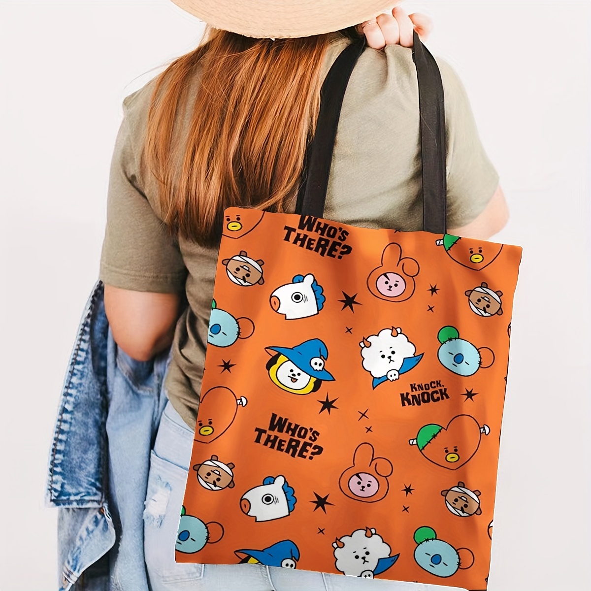 Cute Animal Print Canvas Tote Bag Fixed Strap Multi Temu