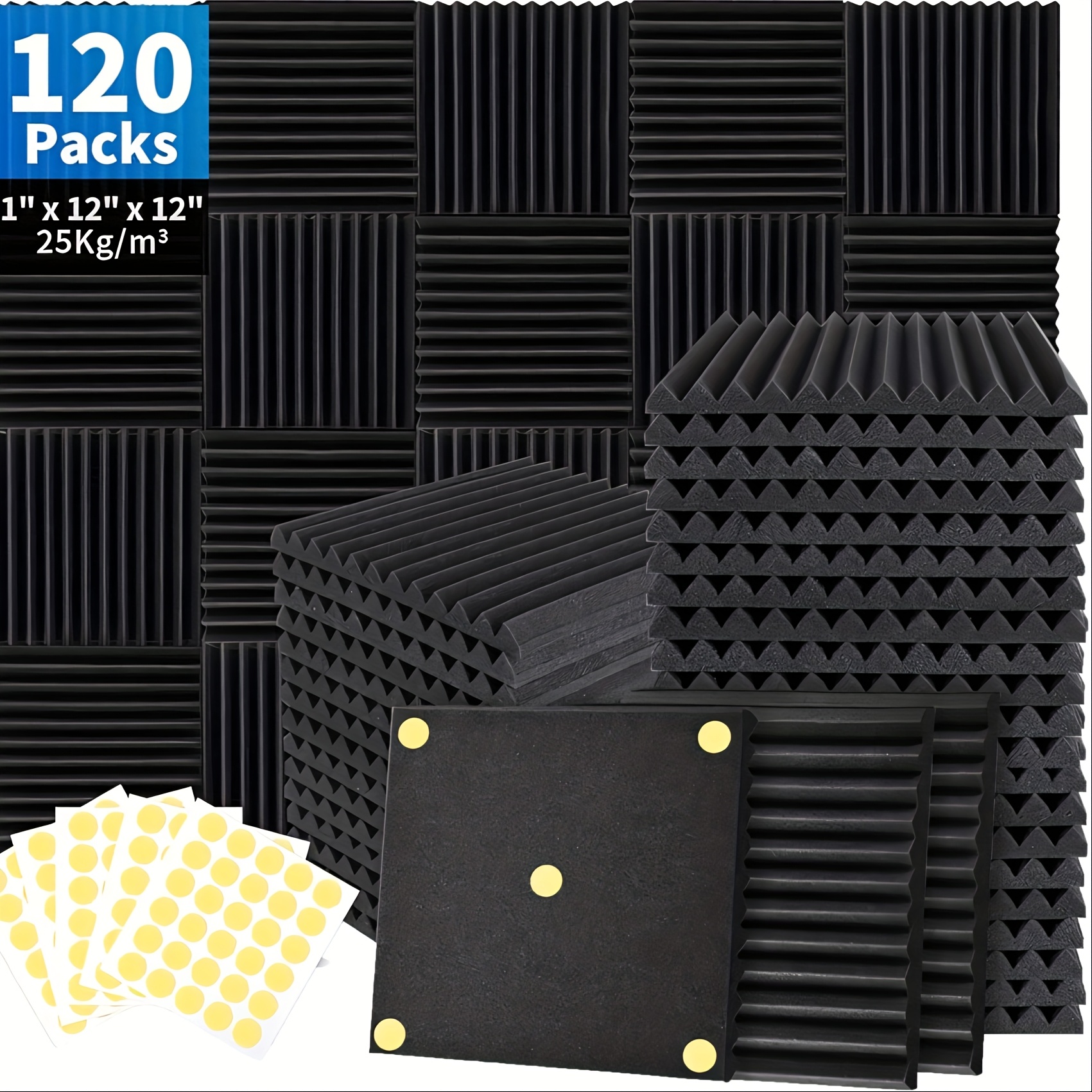 high density soundproof foam boards 11 81x11 81x0 98inch acoustic insulation panels for recording   home theater game rooms conference rooms bedrooms wall and ceiling soundproofing gaming room insulation 24 120packs