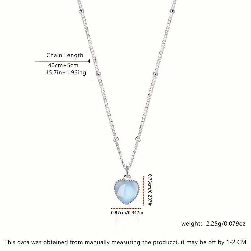 Wild Moonstone Heart Shaped Clavicle Chain Necklace, S925 Silver