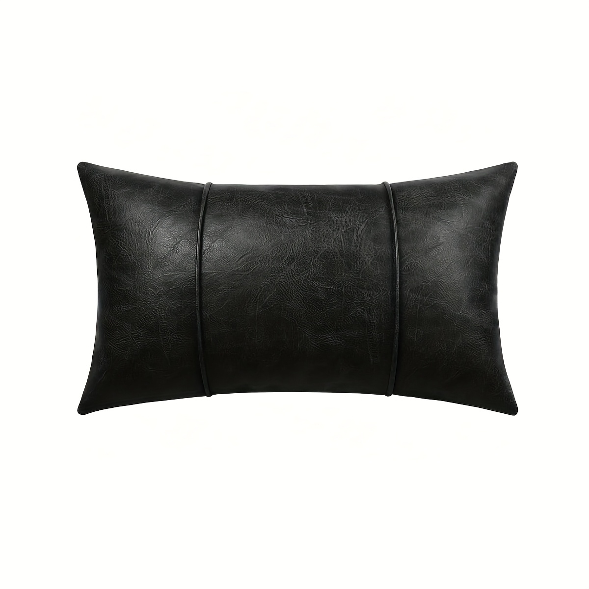 1pc Faux Leather Throw Pillow Covers, Zipper Closure, Black Decorative Modern Bedroom Living Room Square Cases For Couch Bed Sofa, No Pillow Core Included