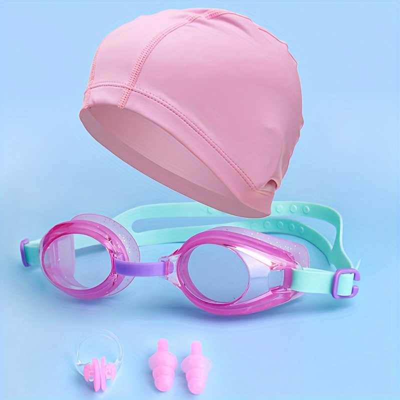 

Waterproof Silicone Swimming Cap With Anti-fog Swim Goggles, Nose Clip, And Ear Plugs For Women, Comfort Fit Pool Gear
