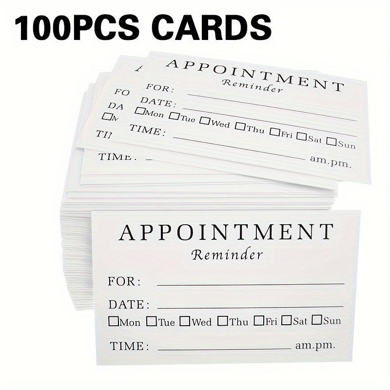 Pack Of 50/100 Appointment Reminder Cards For Dentist Therapist Salon, Minimalist Style, 3.5"x2"