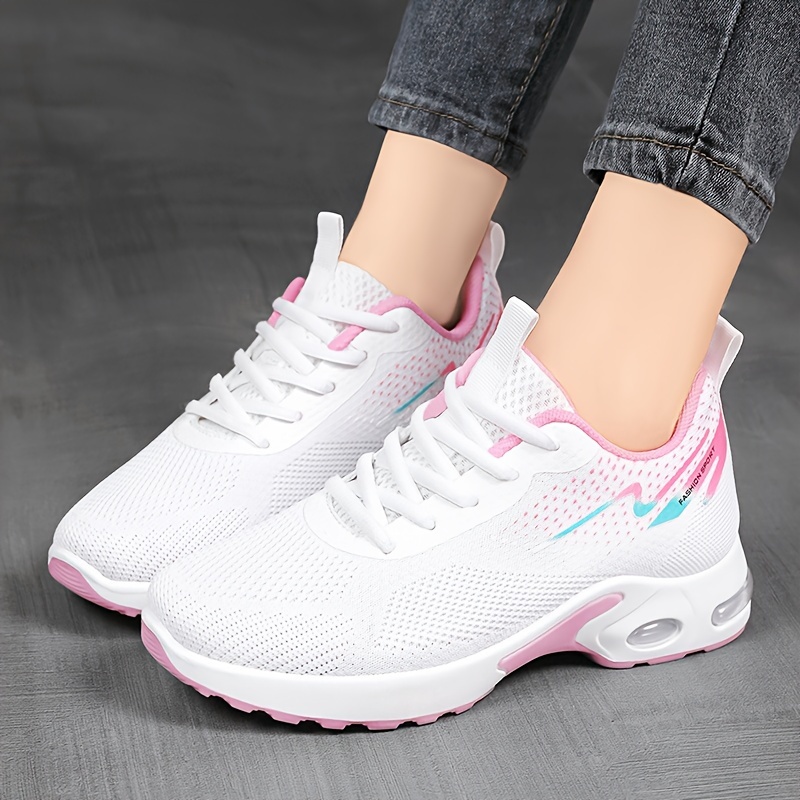 Tenis deportivos transpirables para mujer, zapatos casuales con cordones para exteriores, cómodos tenis bajos en tallas plus