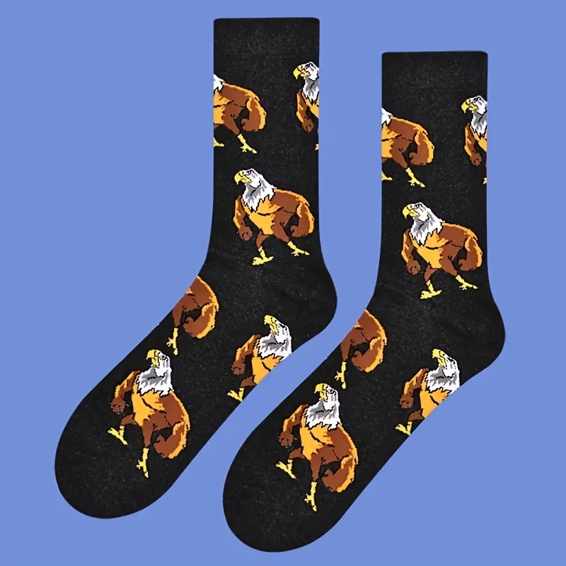 

Eagle Print Polyester Knit Knee-length Socks - Comfortable Unisex Socks, Animal Pattern, 95% Polyester 5% Elastane, Machine Washable - 1 Pair Pack