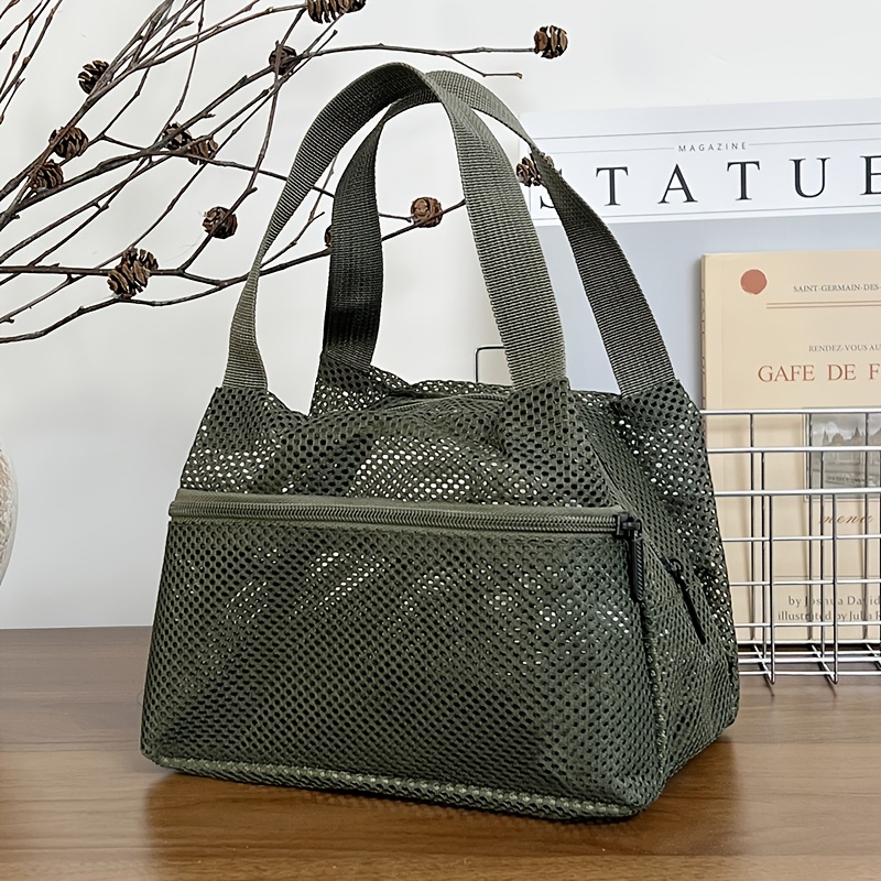 TEMU Women's Handbag, Lightweight Hollow-out Fabric, Toiletry Bag, High Quality Storage For Bath Products, Beach Storage Bag, Essential For Summer