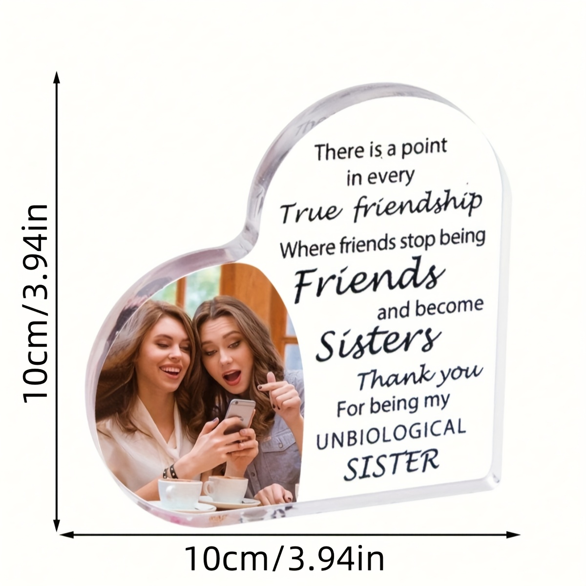 TEMU [2D Flat] 1pz Targa Acrilica a Forma di Cuore, Foto e Testo Personalizzati, Regali di Compleanno per , Donne, Mamme e , Decorazioni da Tavolo,