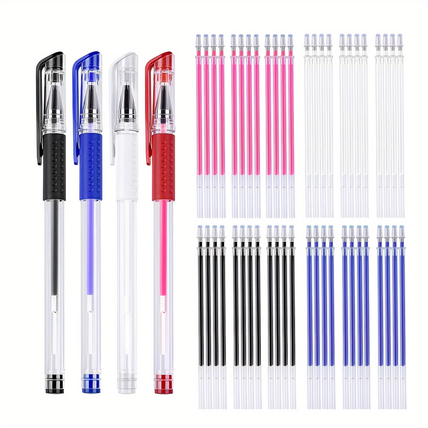 

8-piece Heat Erasable Fabric Marking Pens With 56 Refills, White, Red, Blue - Quilting Sewing Diy Dressmaking Tailors Chalk Markers