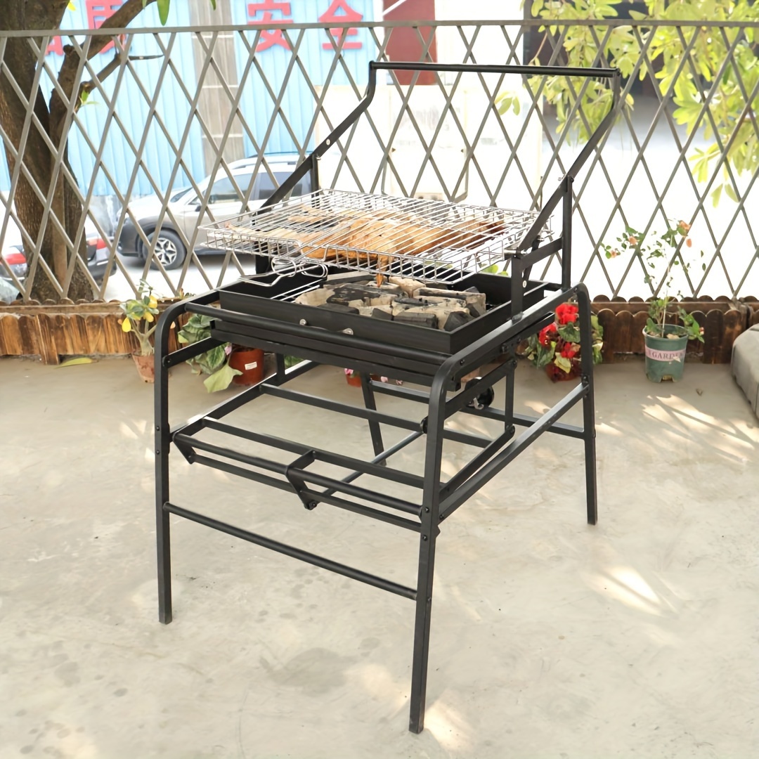 Grill Portable à Charbon De Bois - BBQ Pliable En Acier Pour Camping, Jardin, Pique-nique