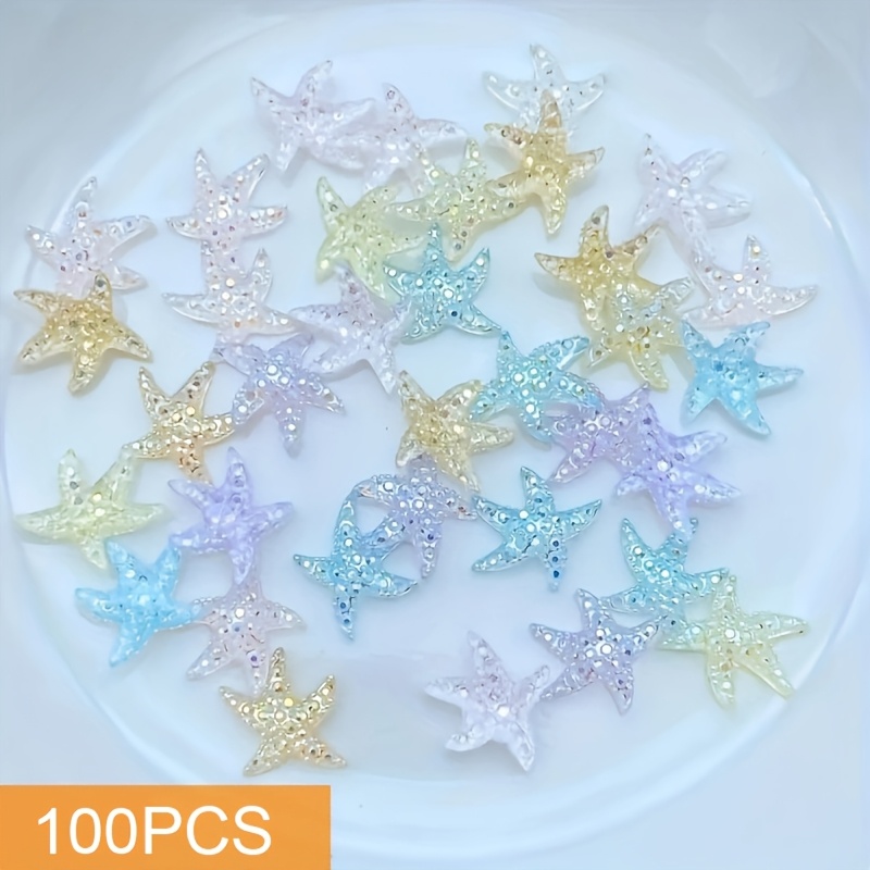TEMU 10/30/50/100pcs Mixed Color Cute Mini Starfish Resin Statue Crafts Ornaments, Nail Art Resin Additions, Mobile Phone Case Resin Additions,