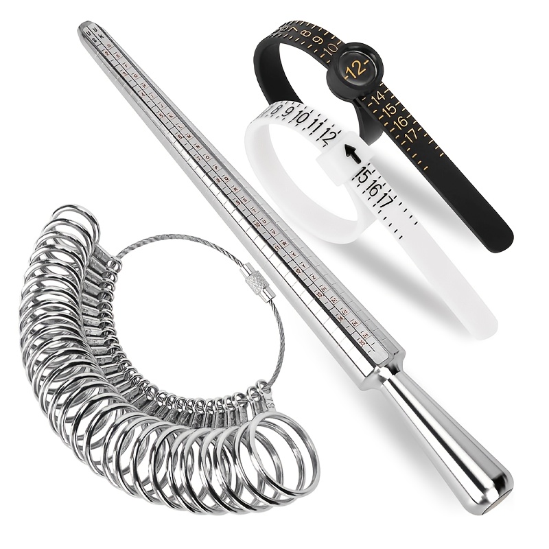 TEMU Ring Sizer Measuring Tool Kit, Ring Sizer Gauge, 4pcs Premium Aluminum Alloy Ring Sizing Tools, Us Ring Sizes 0-13, 2 Reusable Finger Sizers For