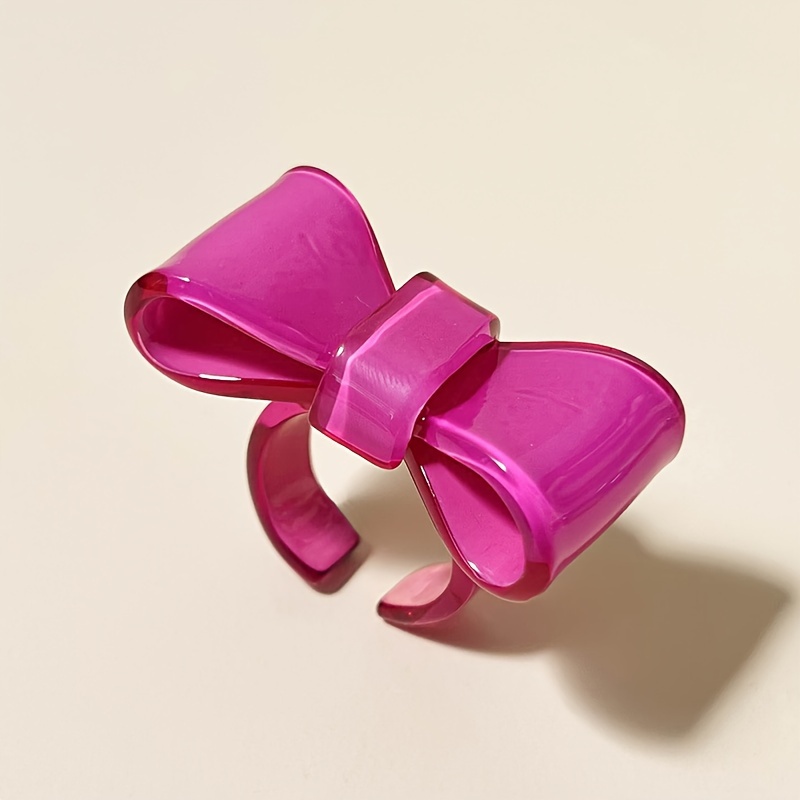 Image of Western Cute Bow Color-block Trendy All-match Individual Resin Women's Ring