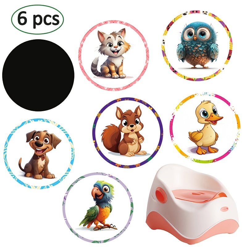 Image of 5/6 Reusable Toilet Training Stickers, Toilet Training Sticker, Toilet Training Sticker, Toilet Training Sticker, Color Change Toilet Sticker (cartoon Farm Animal And Insect)