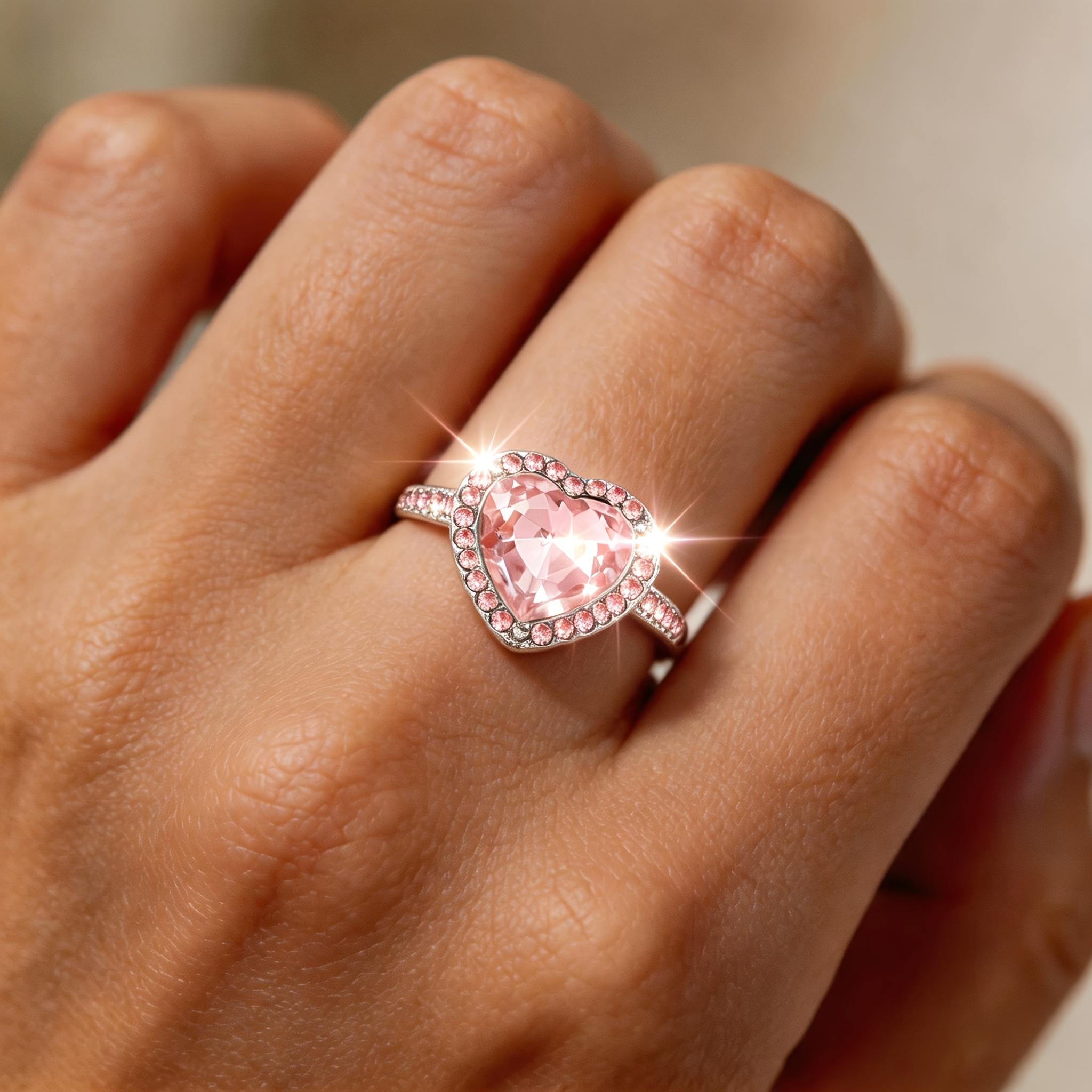 4pcs Elegant Love Ring Set for Women, Sparkling Style