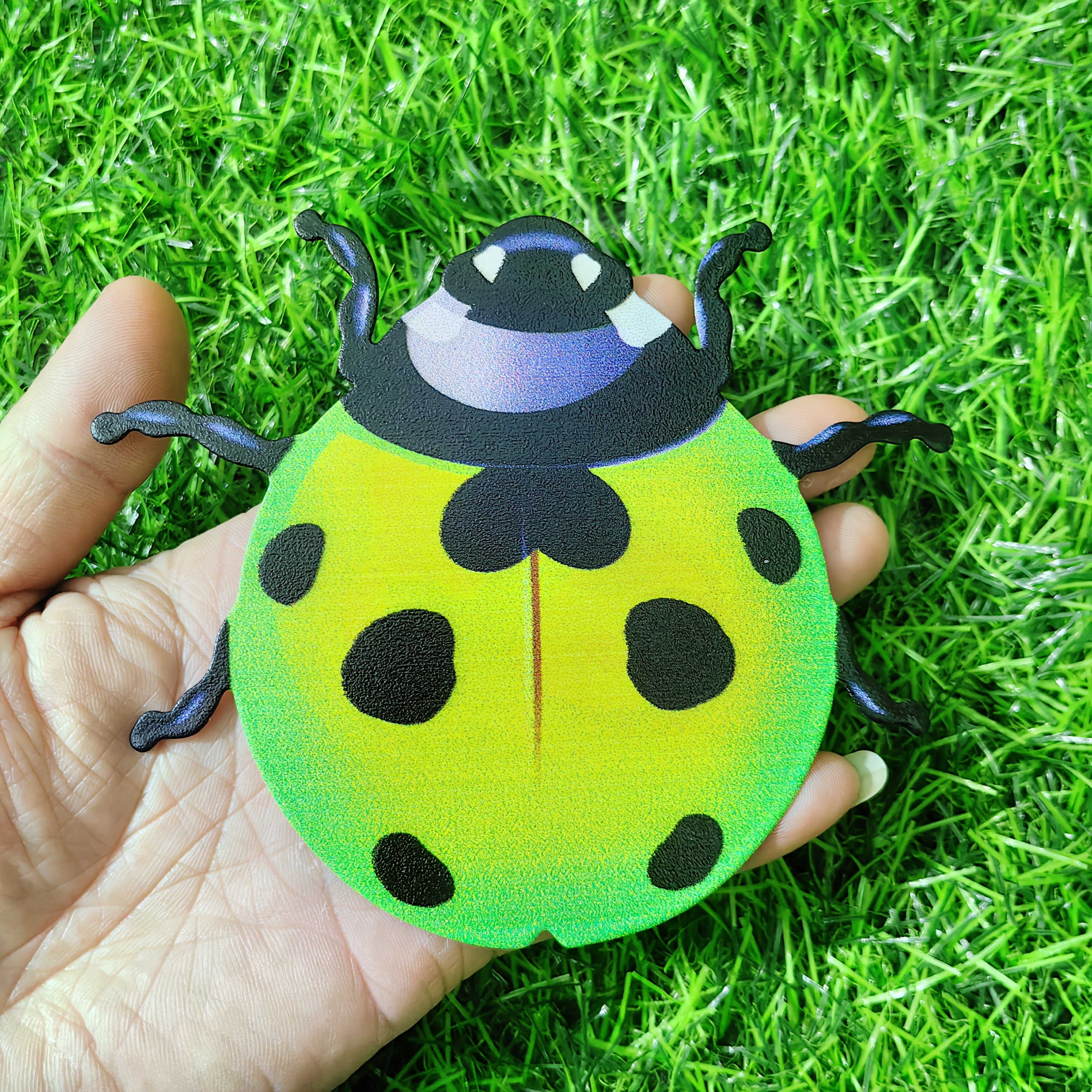 Image of 2d Flat Printing Metal Ladybug Garden Decoration, , For Living Room, Kindergarten, Outdoor Craft