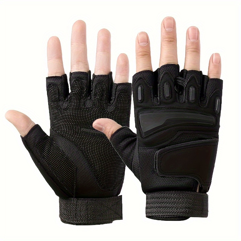 Fingerless Gloves Men Finger Work Gloves Hard Knuckle - Temu