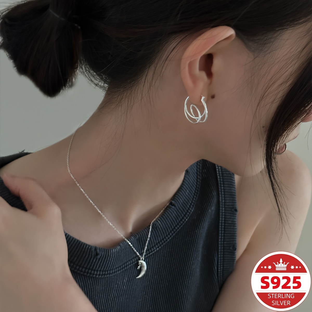 TEMU S925 Pure Silvery Knotted Line Earrings, A Unique And Design For As A Gift For Its Small-scale And Style.
