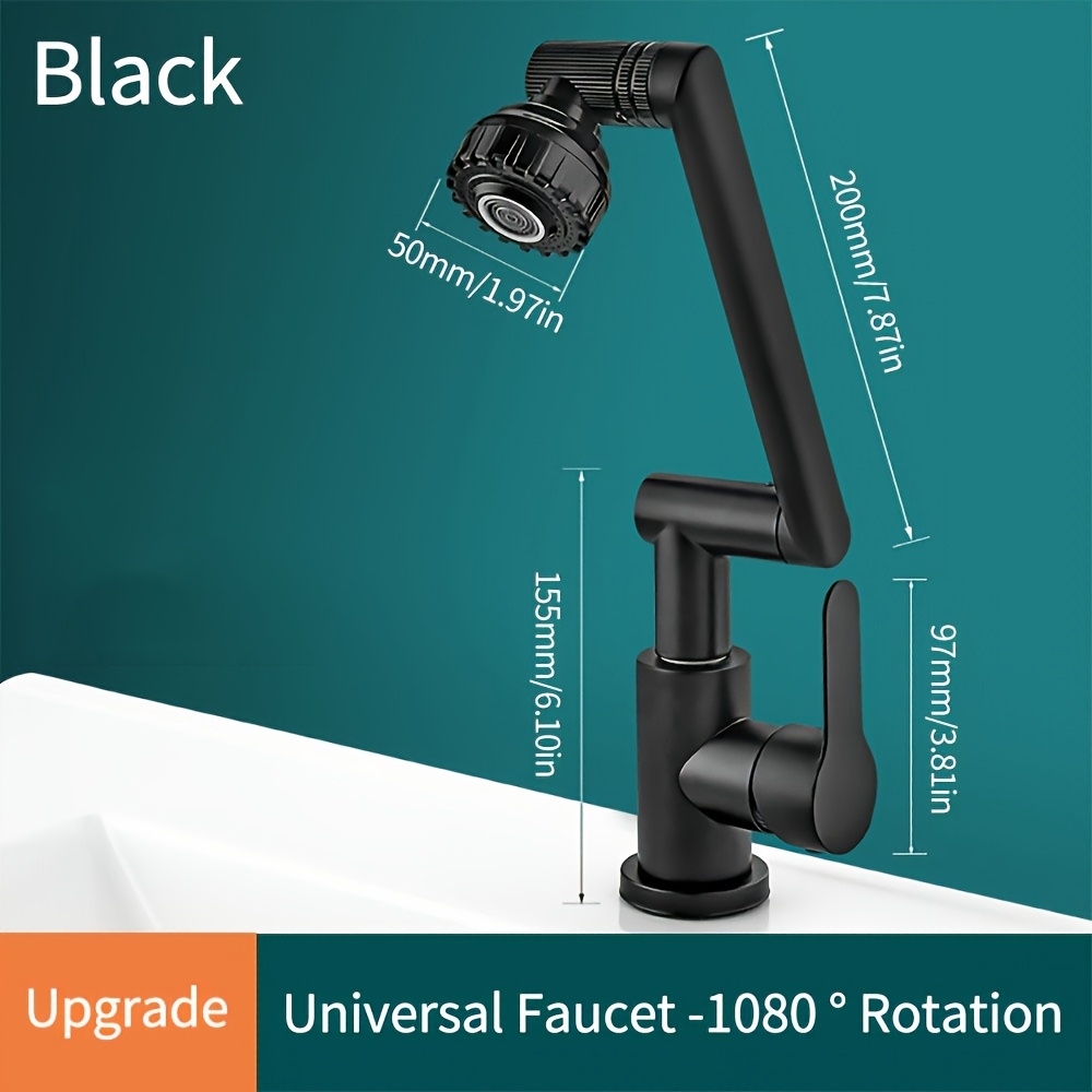 Image of Versatile Kitchen Sink Tap Featuring A 1080° Swivel, Perfect For Use In Kitchen And Bathroom Sinks, Hot And Cold Water , Making It An Addition For Kitchens And Bathrooms