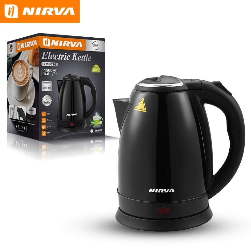 Image of Nirva 1.8l Electric Kettle, Double Wall Water Boiler With Auto Shut Off & Boil , 1500w Fast Heating Tea Kettle For Home Tea & Daily Use