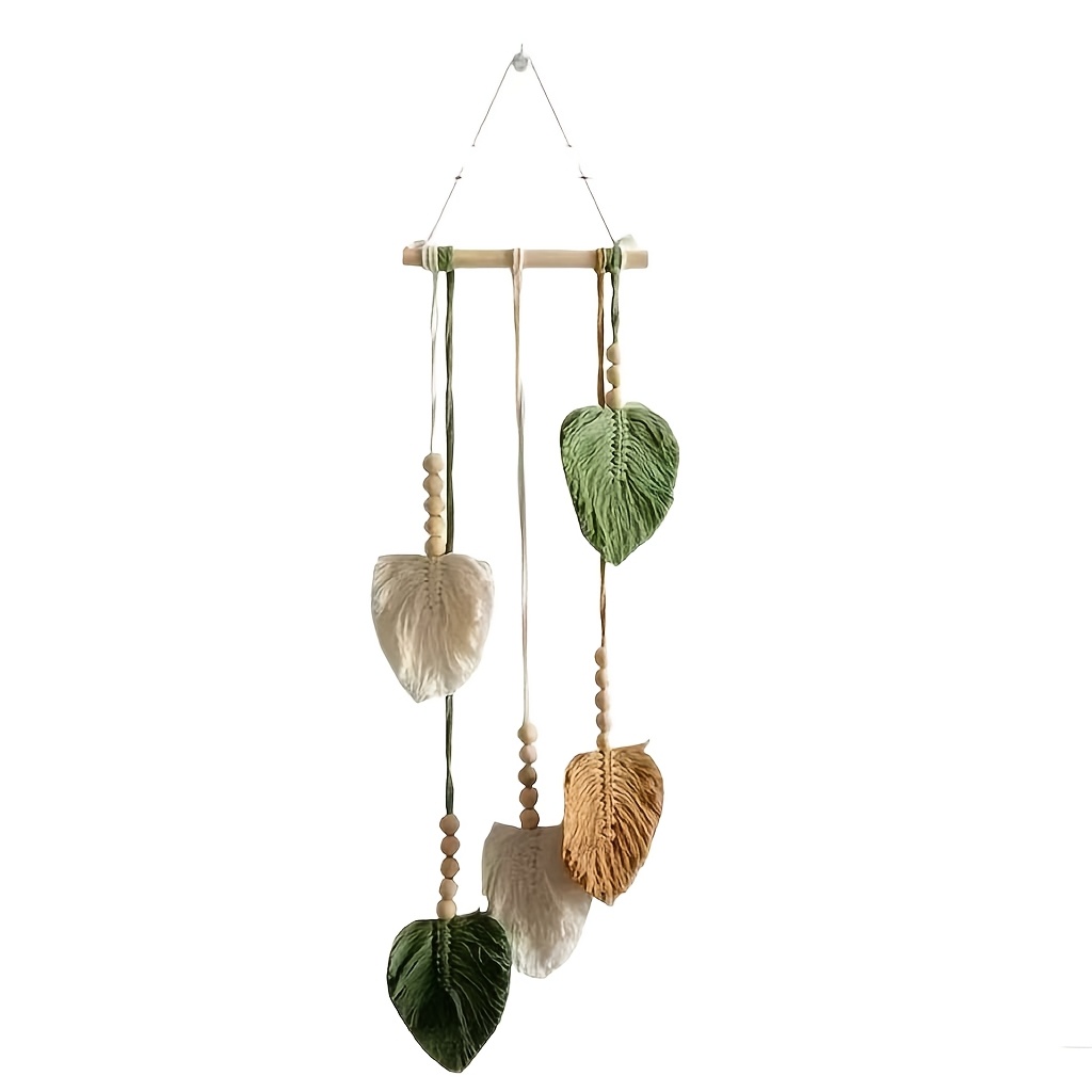 TEMU Nordic Style Tapestry Weaving Leaf Pendant Decor Room Renovation Fresh Wall Hanging