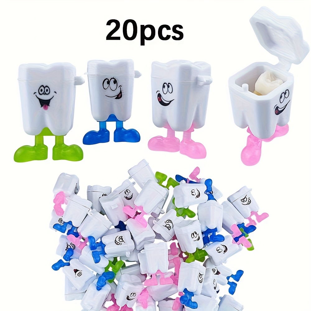 Image of 20pcs Cute Cartoon Tooth Saver Box | Fun Plastic Teeth Organizer For Keepsakes, Assorted Colors (green, Blue, Pink), Durable Design For Safe Tooth Storage, Perfect Dentist Prize Or Gift