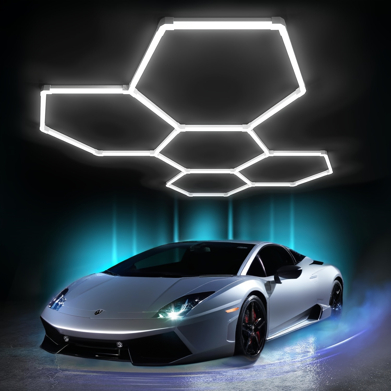 led hexagon garage lights 24 pack car tubes 192w 23040lm 6500k   5 grid systems car detailing ceiling led shop light for warehouse workshop basement gym car   room