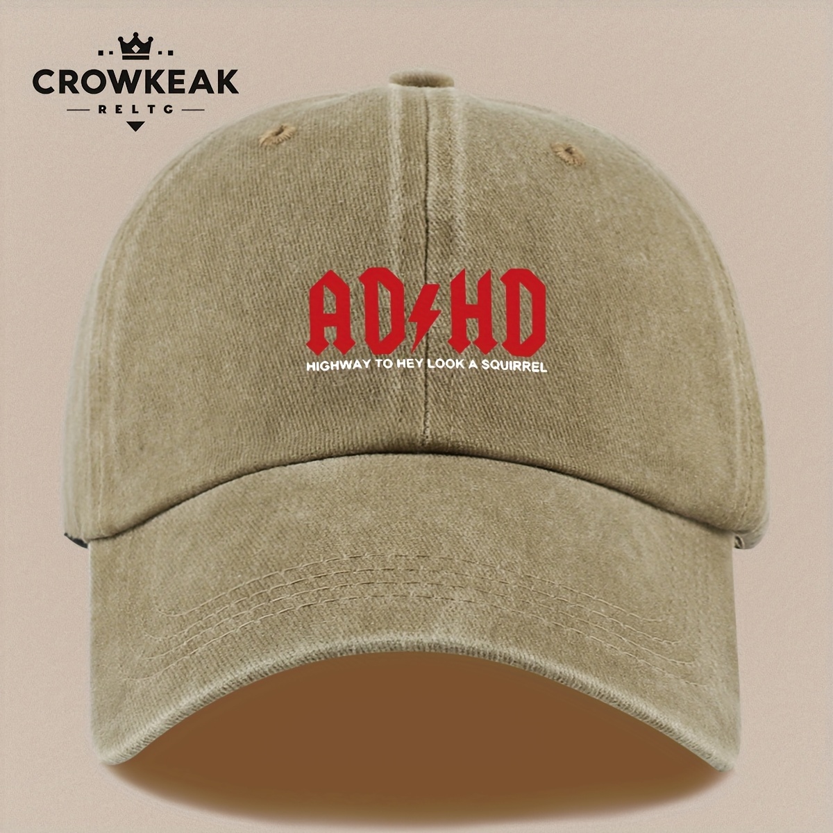 Unisex Vintage "ADHD" Printed Baseball Cap, Adjustable Trucker Hat